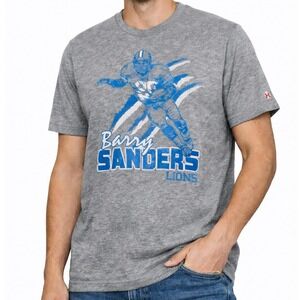 Homage Barry Sanders Detroit Lions T Shirt Gray NFL Graphic‎ Mens XL NWT